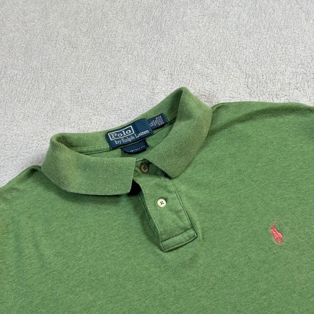 Polo Ralph Lauren Polo Shirt Mens Green Custom Fit Pony Logo Short Sleeve XL
